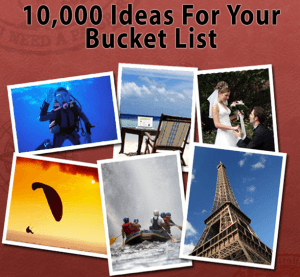 10,000 bucket list ideas banner